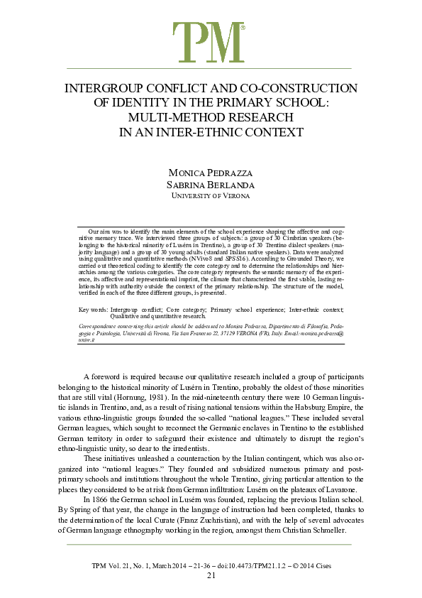 (PDF) Intergroup conflict and co-construction of identity in the ...