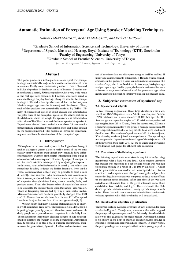 (PDF) Automatic estimation of perceptual age using speaker modeling ...