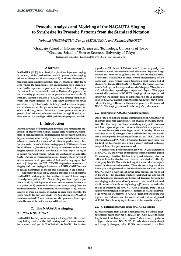 (PDF) Prosodic analysis and modeling of the NAGAUTA singing to ...