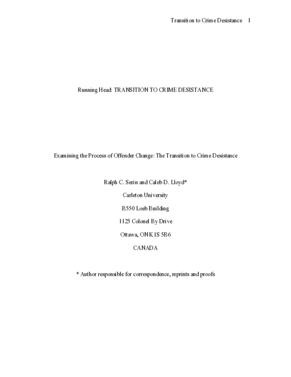 (PDF) Examining the process of offender change: the transition to crime ...