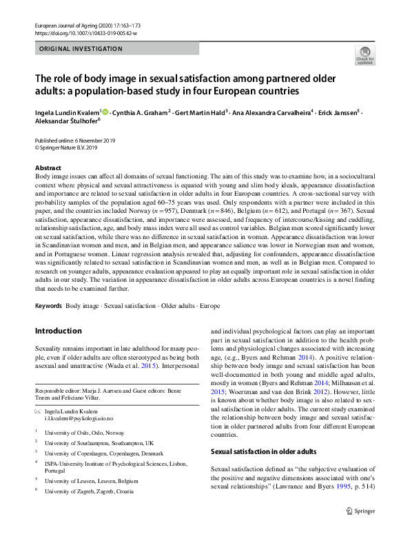 (PDF) The role of body image in sexual satisfaction among partnered ...