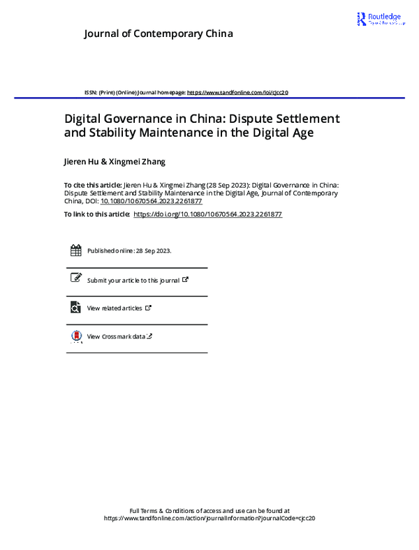 (PDF) Digital Governance in China: Dispute Settlement and Stability ...