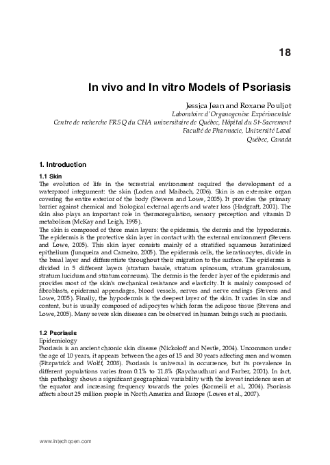 (PDF) In Vivo and In Vitro Models of Psoriasis