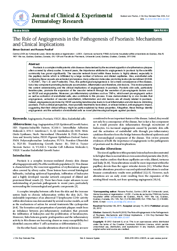 (PDF) The Role of Angiogenesis in the Pathogenesis of Psoriasis ...