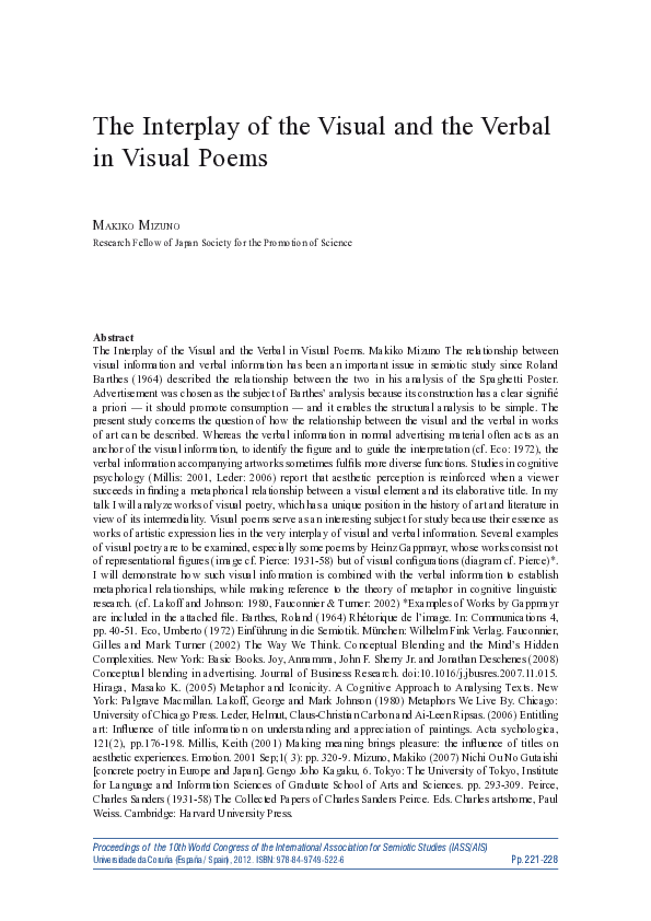 (PDF) The interplay of the visual and the verbal in visual poems