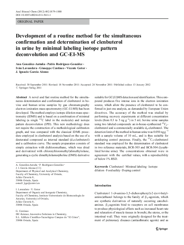 (PDF) Development of a routine method for the simultaneous confirmation ...