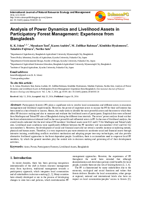 (PDF) Analysis of Power Dynamics and Livelihood Assets in Participatory ...