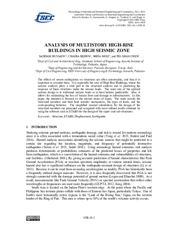 Image showcasing (PDF) Analysis of Multistory High-Rise Buildings in High Seismic Zone