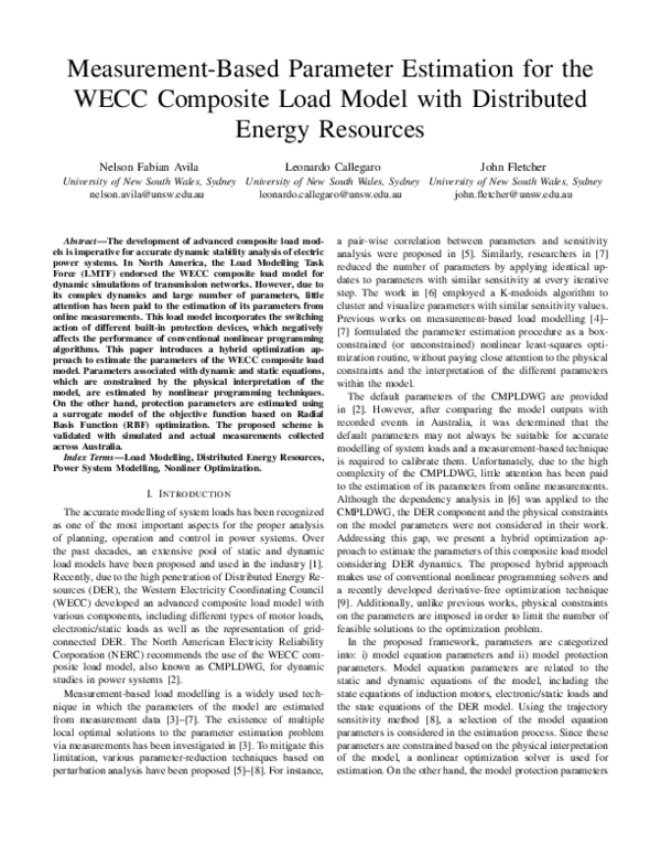 (PDF) Measurement-Based Parameter Estimation for the WECC Composite ...