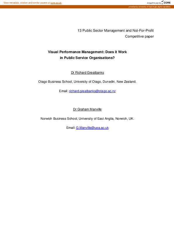 (PDF) Visual Performance Management: Does it work in Public Service ...