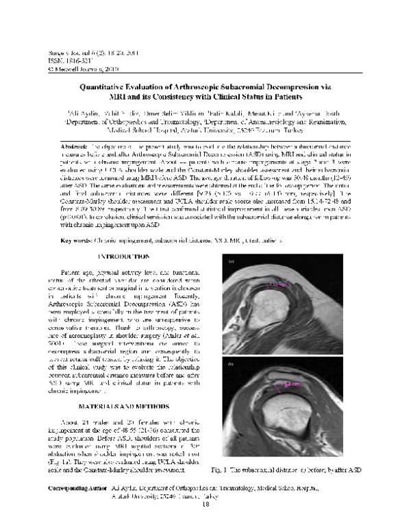 (PDF) Quantitative Evaluation of Arthroscopic Subacromial