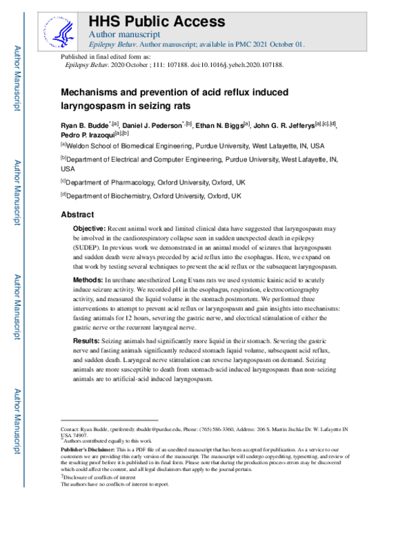 (PDF) Mechanisms and prevention of acid reflux induced laryngospasm in ...