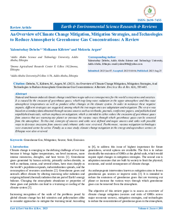 (PDF) An Overview of Climate Change Mitigation, Mitigation Strategies ...