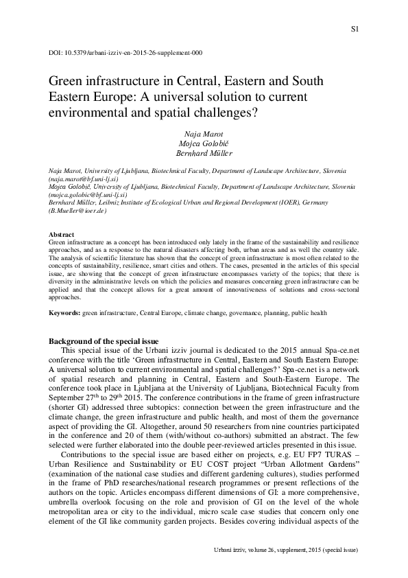(PDF) Green Infrastructure in Central, Eastern, and South-Eastern ...