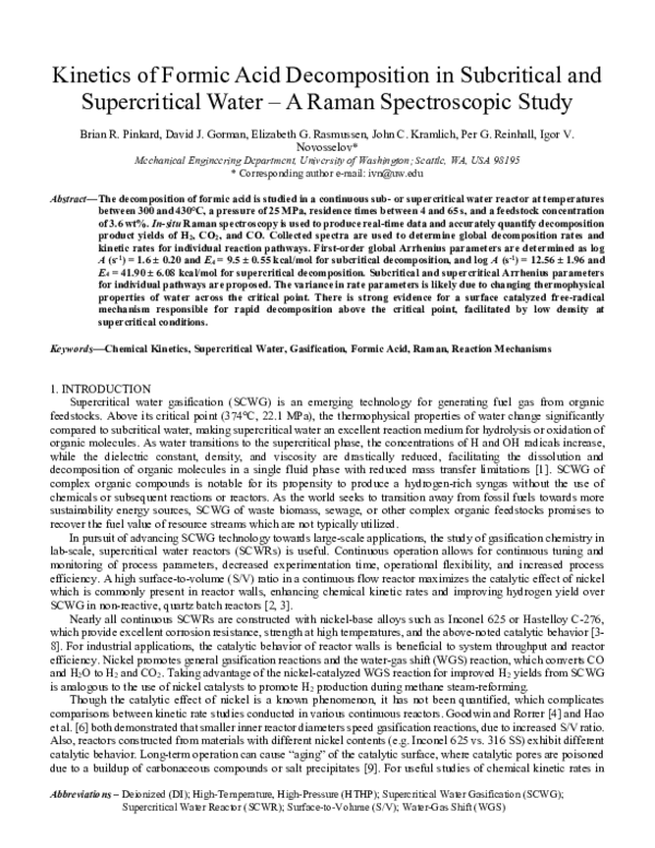(PDF) Kinetics of formic acid decomposition in subcritical and ...