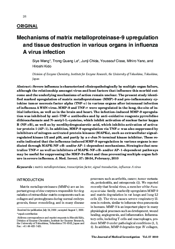 (PDF) Mechanisms of matrix metalloproteinase-9 upregulation and tissue ...