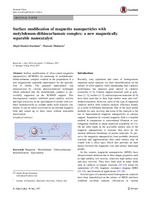 (PDF) Surface modification of magnetite nanoparticles using lactobionic ...