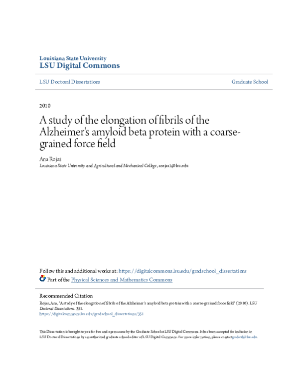 (PDF) A study of the elongation of fibrils of the Alzheimer's amyloid ...