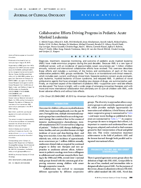 (PDF) Collaborative Efforts Driving Progress in Pediatric Acute Myeloid ...