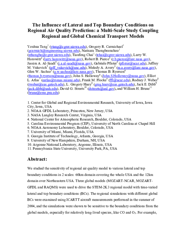 (PDF) Influence of lateral and top boundary conditions on regional air ...