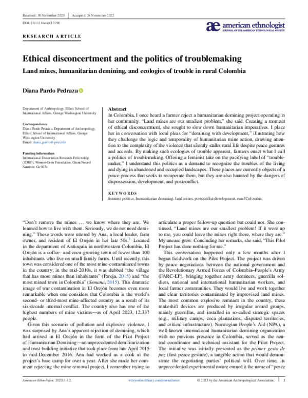 (PDF) Ethical disconcertment and the politics of troublemaking: Land ...