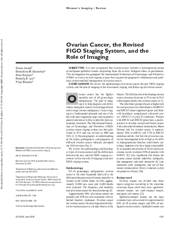 (PDF) Ovarian Cancer, the Revised FIGO Staging System, and the Role of ...