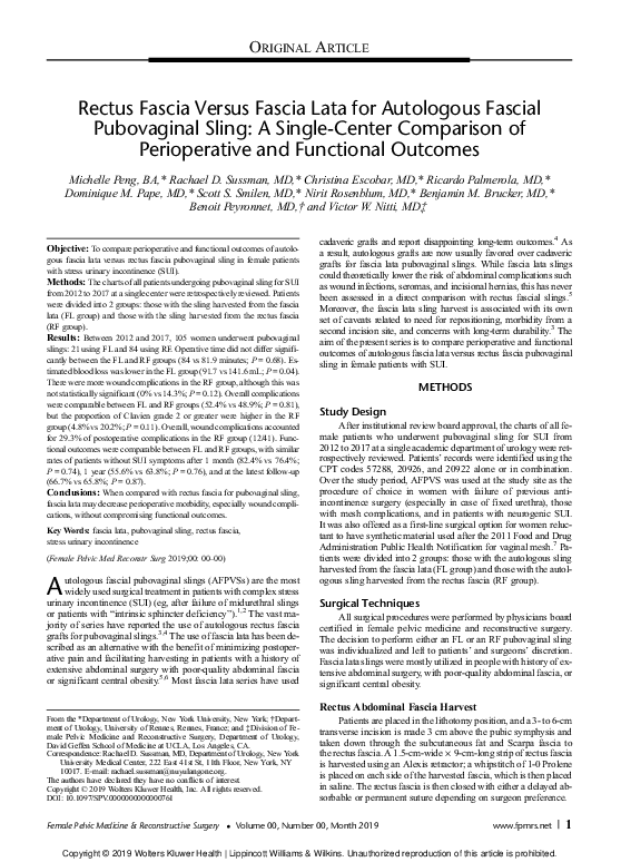 (PDF) Rectus Fascia Versus Fascia Lata for Autologous Fascial ...