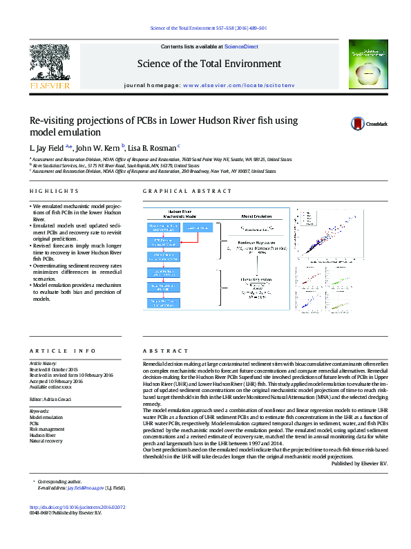 (PDF) Re-visiting projections of PCBs in Lower Hudson River fish using ...