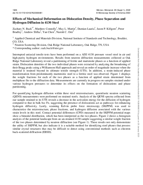 (PDF) Effects of Mechanical Deformation on Dislocation Density, Phase ...