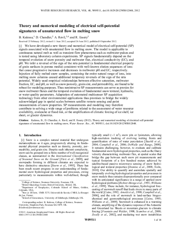 (PDF) Theory and numerical modeling of electrical self-potential ...