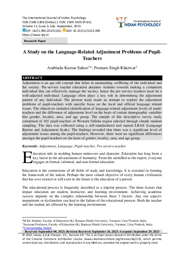 (PDF) A Study on the Language-Related Adjustment Problems of Pupil-Teachers