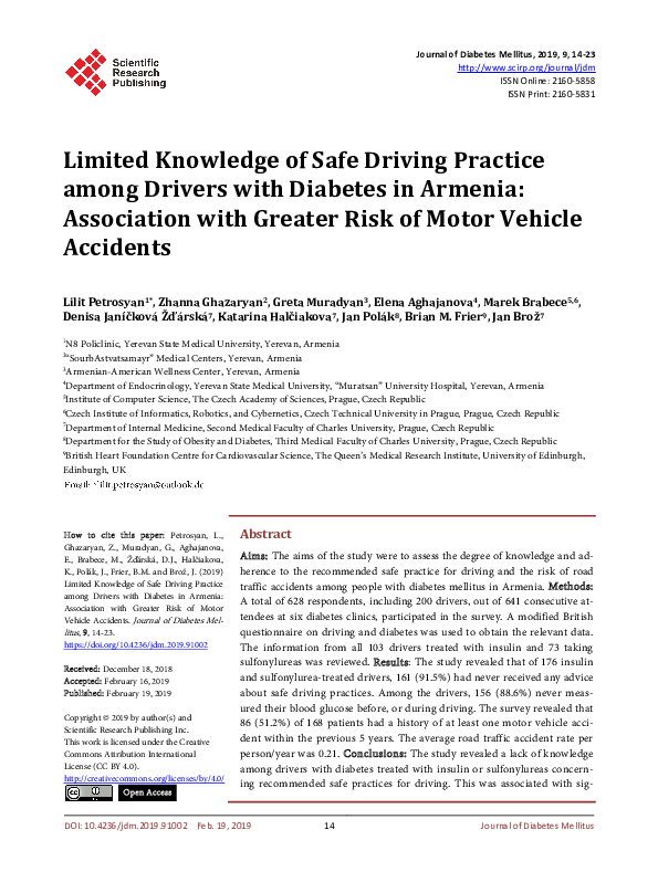 (PDF) Limited Knowledge of Safe Driving Practice among Drivers with ...
