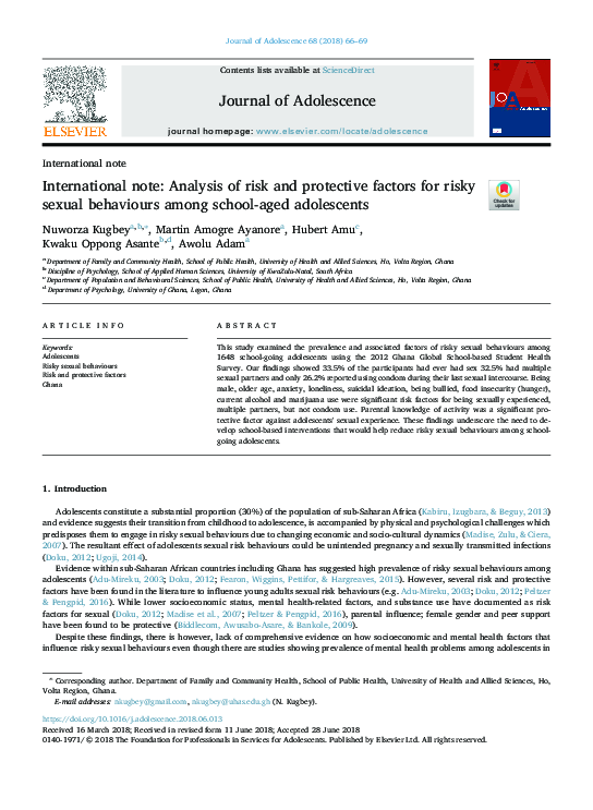 (PDF) International note: Analysis of risk and protective factors for ...