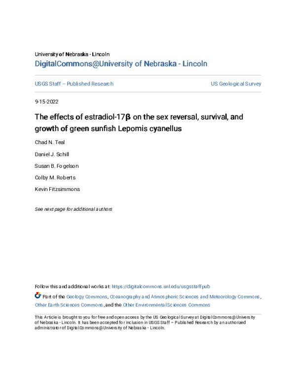 (PDF) The effects of estradiol-17β on the sex reversal, survival, and ...