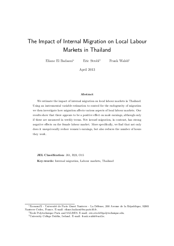 (PDF) The Impact of Internal Migration on Local Labour Markets in Thailand