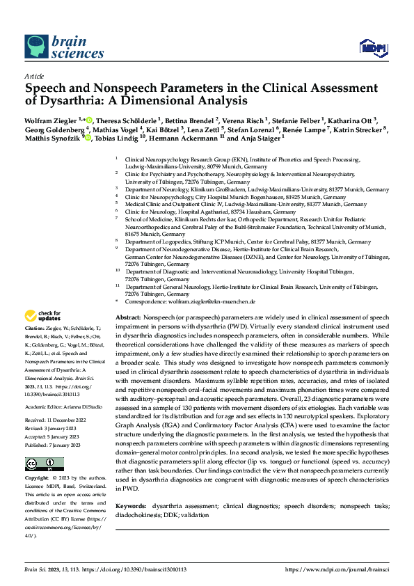 (PDF) Speech and Nonspeech Parameters in the Clinical Assessment of ...