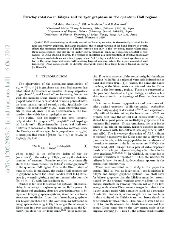 (PDF) Faraday rotation in bilayer and trilayer graphene in the quantum ...