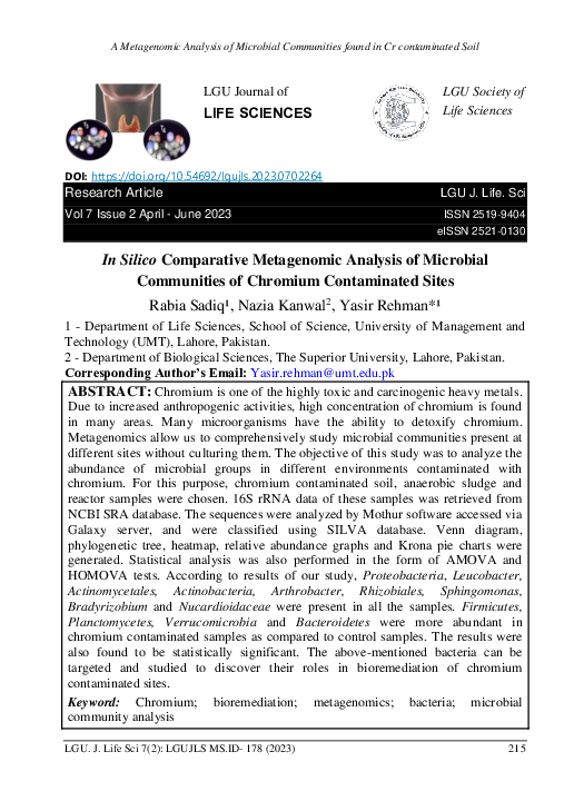 (PDF) In Silico Comparative Metagenomic Analysis of Microbial ...