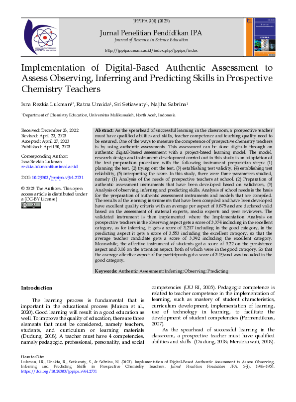 (PDF) Implementation of Digital-Based Authentic Assessment to Assess ...