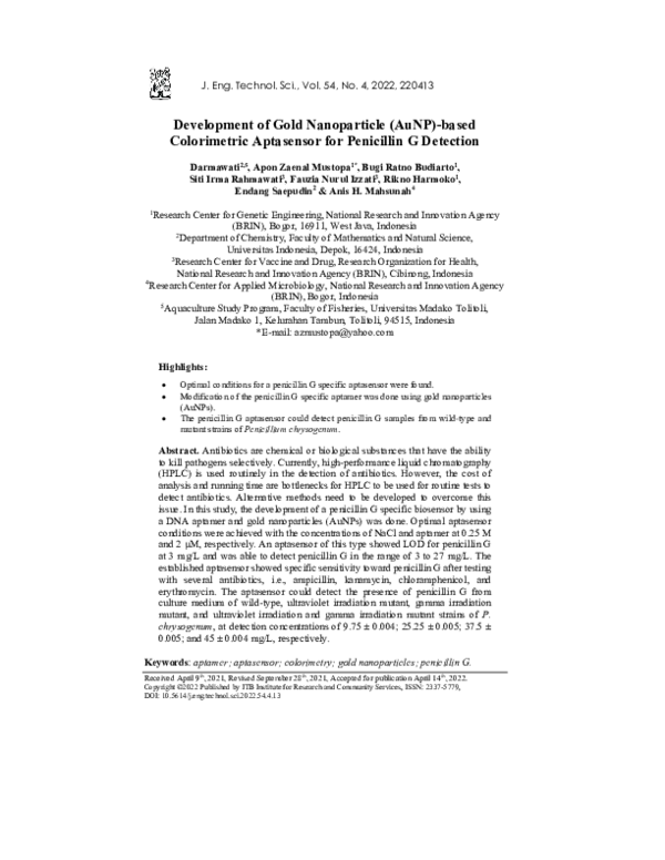 (PDF) Development of Gold Nanoparticle (AuNP)-based Colorimetric ...