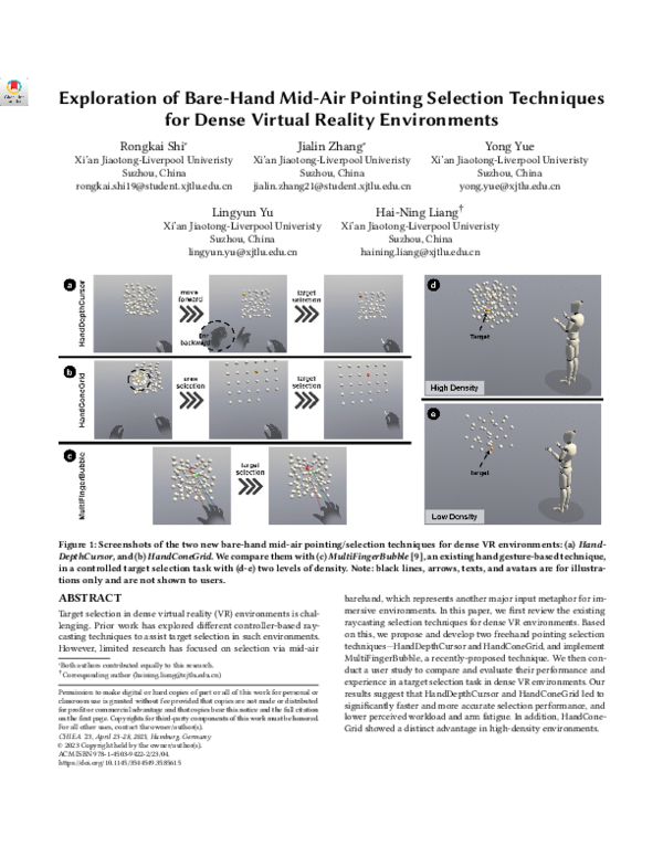 (PDF) Exploration of Bare-Hand Mid-Air Pointing Selection Techniques ...