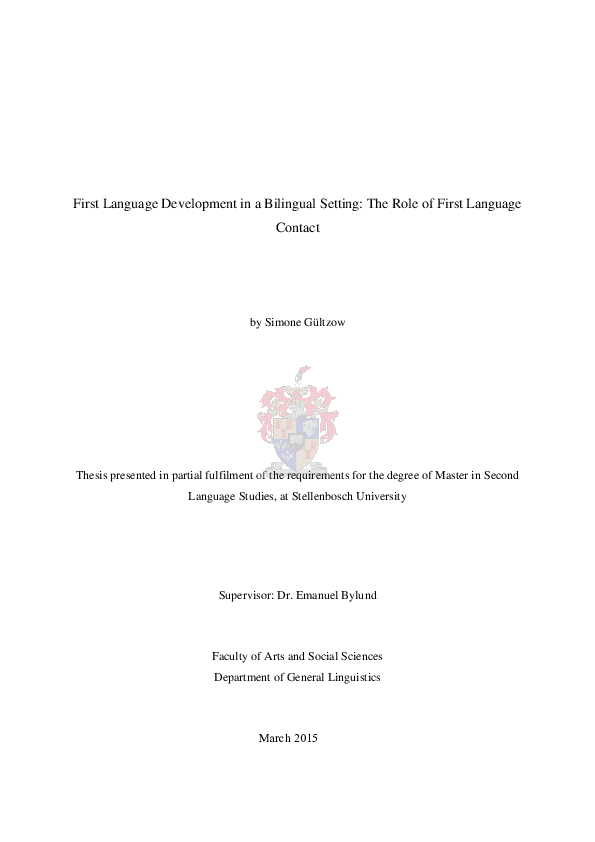 (PDF) First language development in a bilingual setting : the role of ...