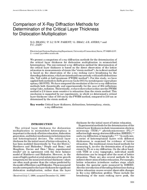 (PDF) Comparison of X-ray diffraction methods for determination of the ...