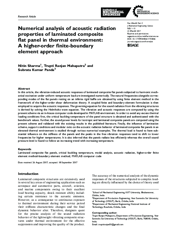 (PDF) Numerical analysis of acoustic radiation properties of laminated ...