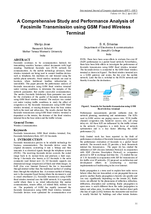 (PDF) A Comprehensive Study and Performance Analysis of Facsimile ...