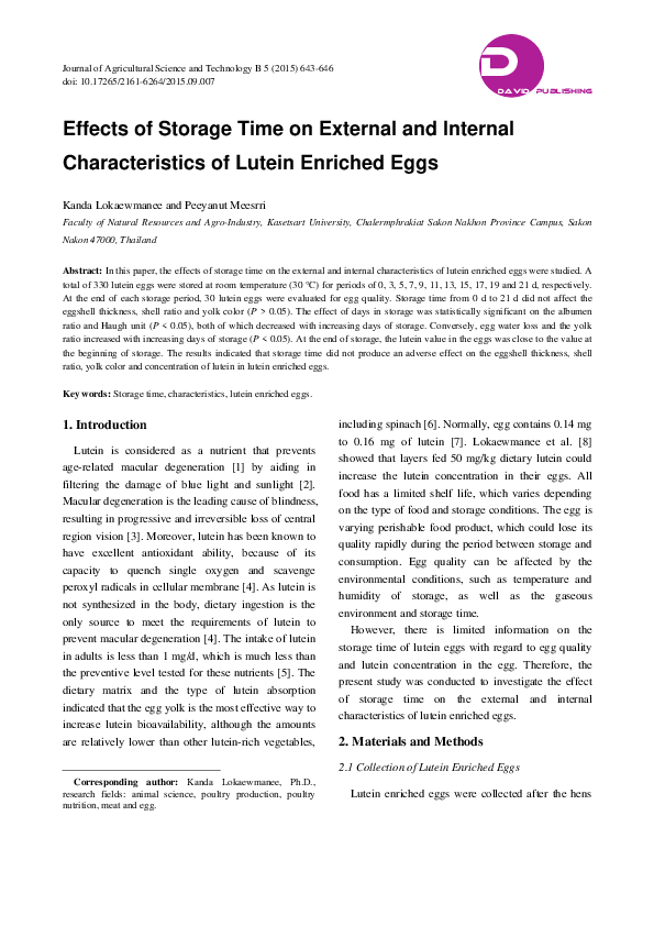 (PDF) Effects of Storage Time on External and Internal Characteristics ...
