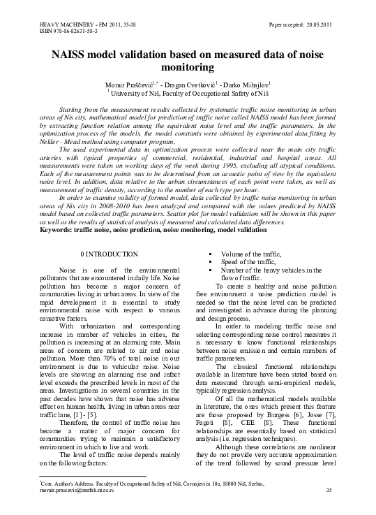 (PDF) NAISS model validation based on measured data of noise monitoring ...