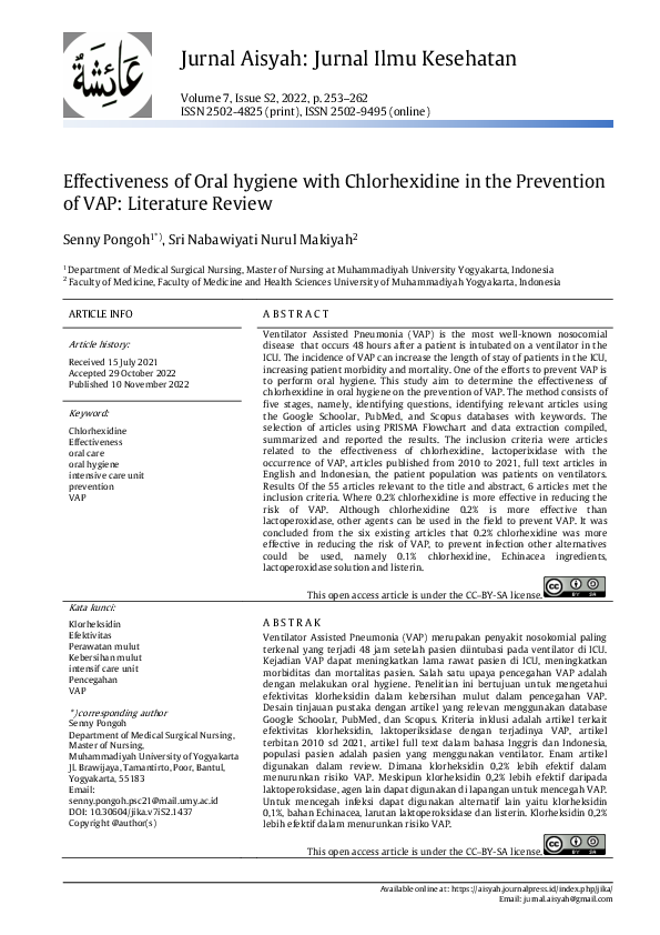 (PDF) Effectiveness of Oral hygiene with Chlorhexidine in the