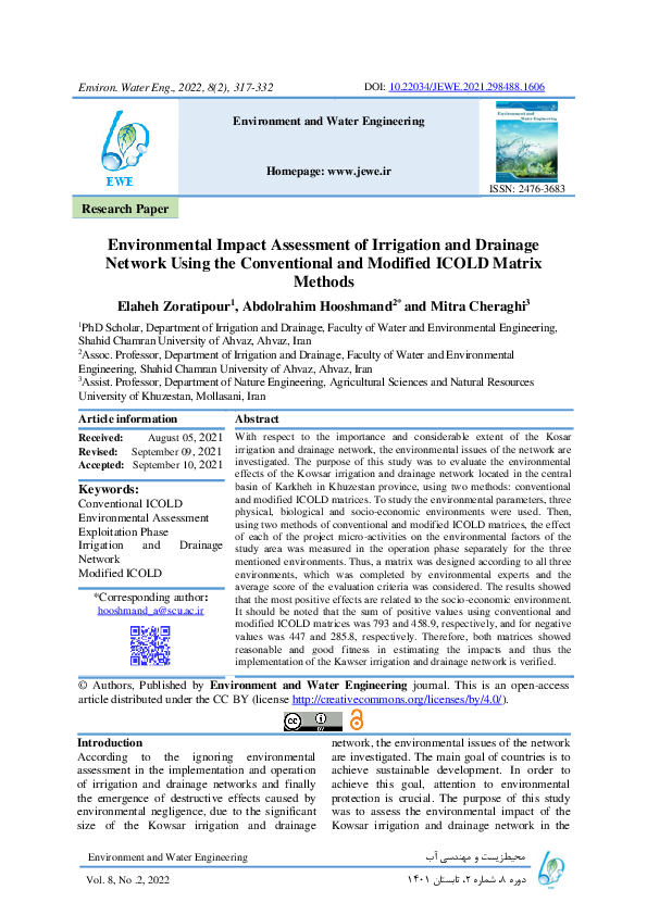 (PDF) Environmental Impact Assessment of Irrigation and Drainage ...