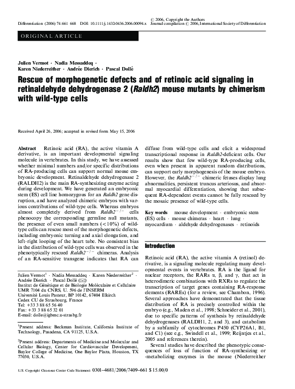 (PDF) Rescue of morphogenetic defects and of retinoic acid signaling in ...